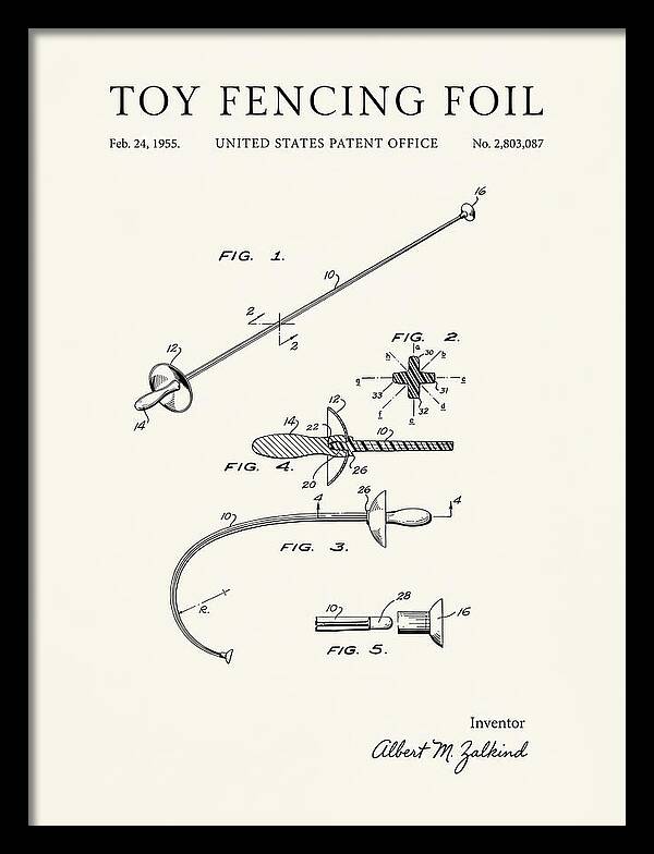 Toy Fencing Foil Minimalist Patent Us2803087a