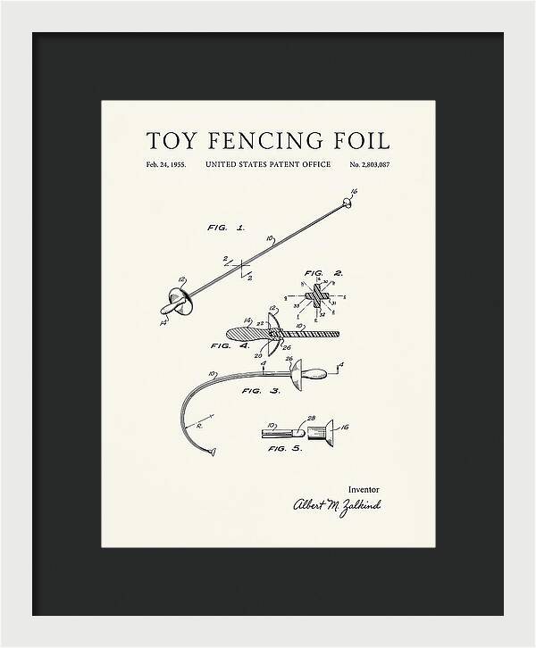 Toy Fencing Foil Minimalist Patent Us2803087a