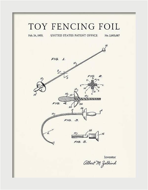 Toy Fencing Foil Minimalist Patent Us2803087a