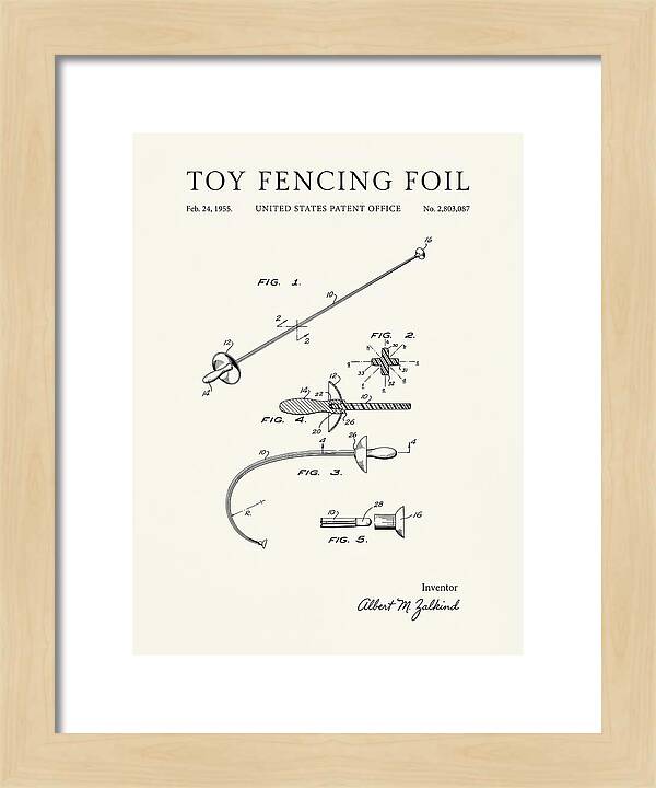 Toy Fencing Foil Minimalist Patent Us2803087a