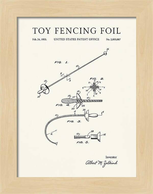 Toy Fencing Foil Minimalist Patent Us2803087a