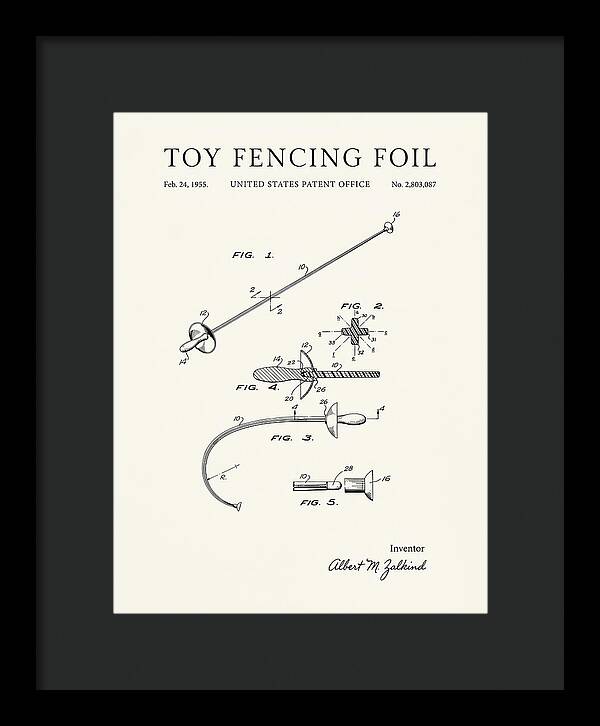 Toy Fencing Foil Minimalist Patent Us2803087a
