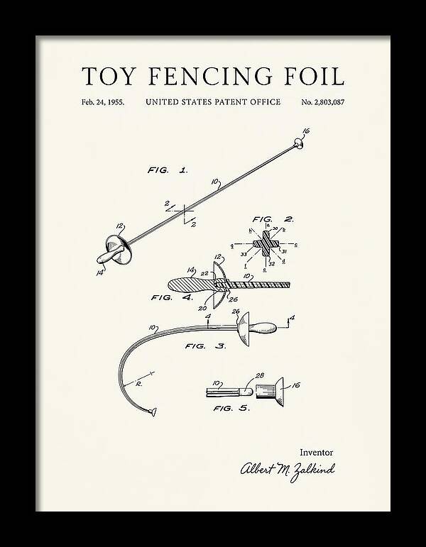 Toy Fencing Foil Minimalist Patent Us2803087a