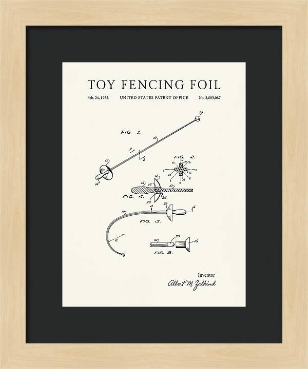 Toy Fencing Foil Minimalist Patent Us2803087a