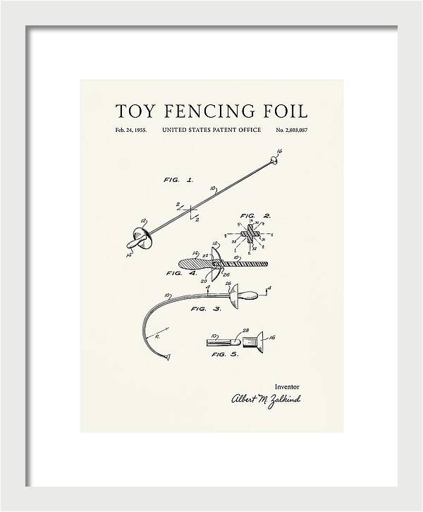Toy Fencing Foil Minimalist Patent Us2803087a