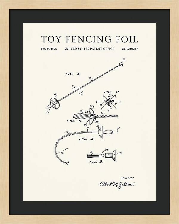 Toy Fencing Foil Minimalist Patent Us2803087a