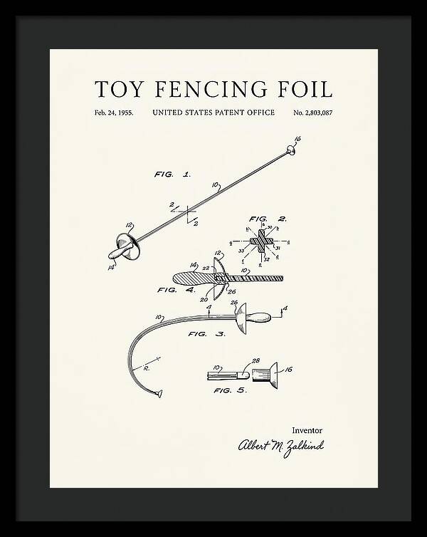 Toy Fencing Foil Minimalist Patent Us2803087a