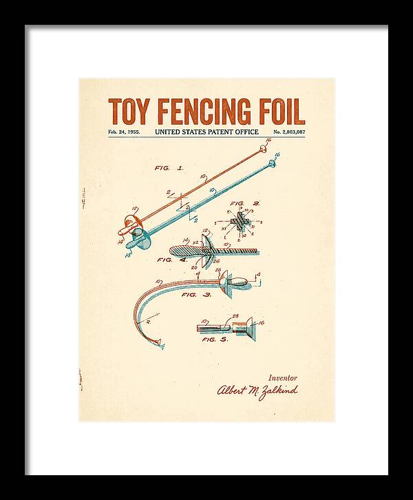 Toy Fencing Foil Retro Patent Us2803087a