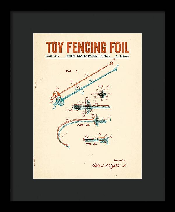 Toy Fencing Foil Retro Patent Us2803087a