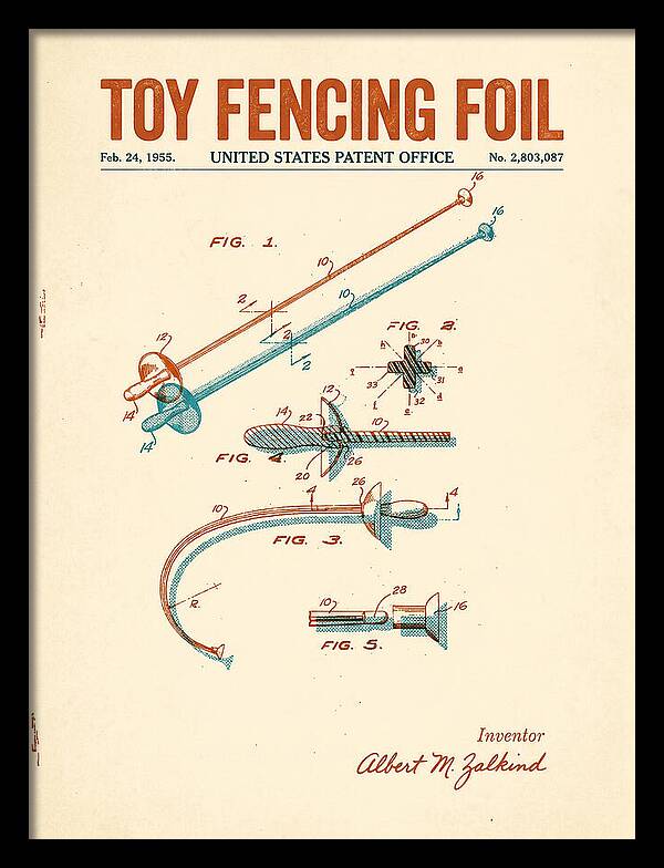 Toy Fencing Foil Retro Patent Us2803087a