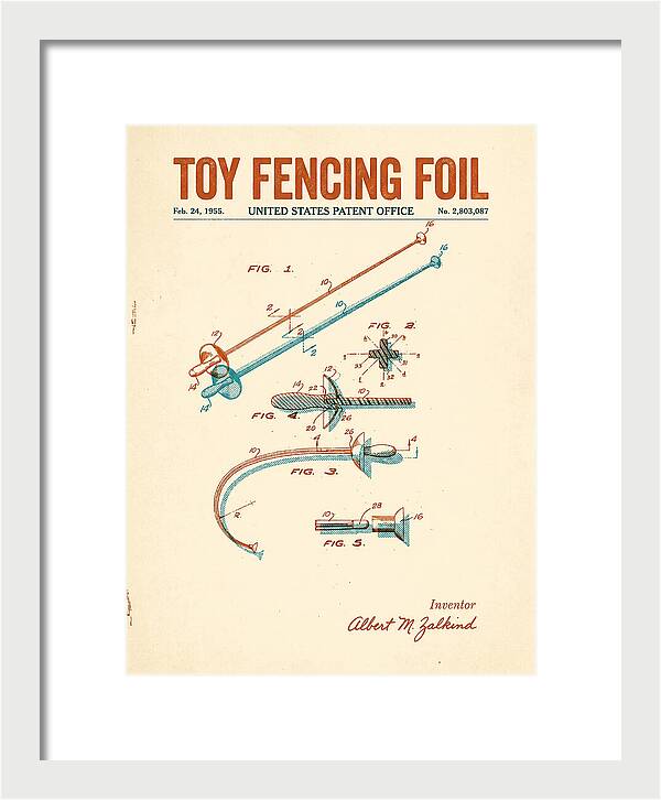 Toy Fencing Foil Retro Patent Us2803087a