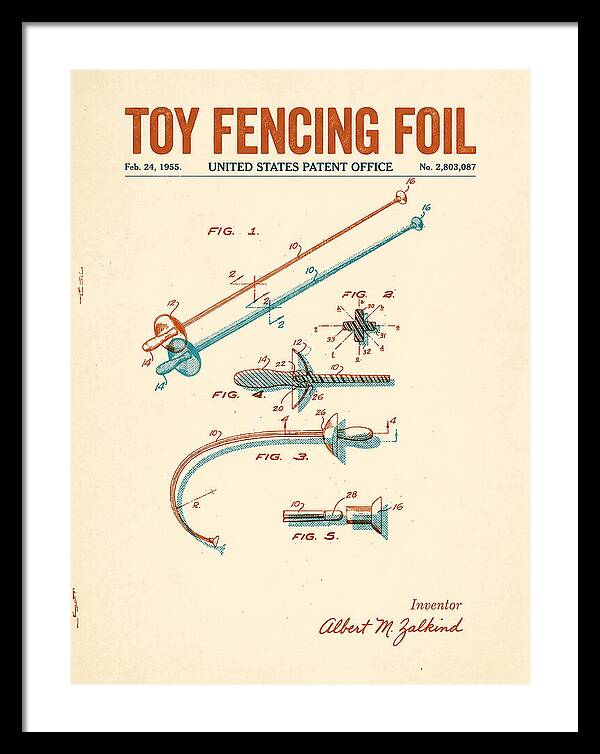 Toy Fencing Foil Retro Patent Us2803087a