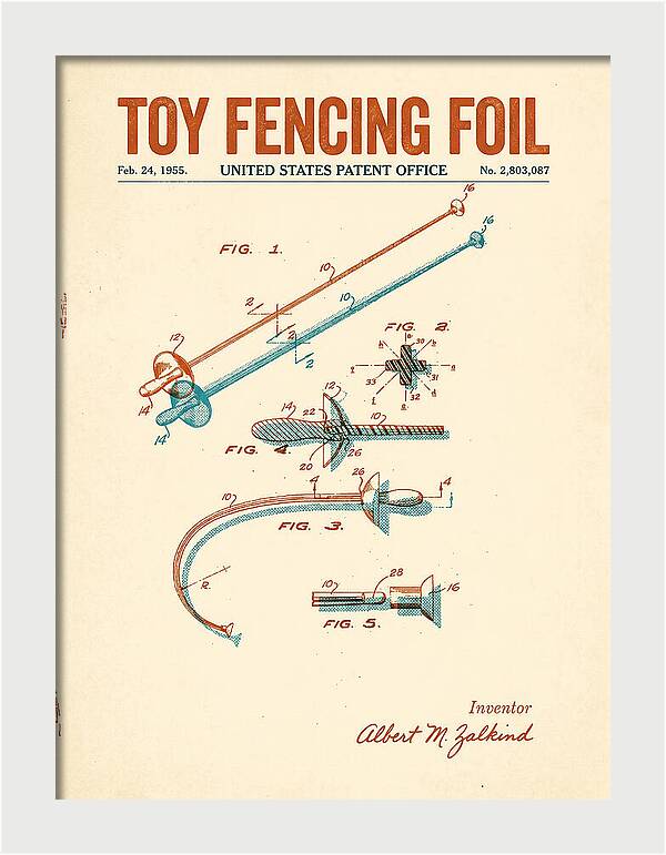 Toy Fencing Foil Retro Patent Us2803087a