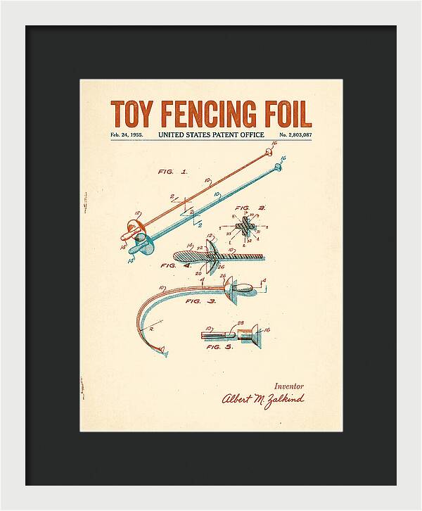 Toy Fencing Foil Retro Patent Us2803087a