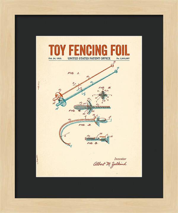 Toy Fencing Foil Retro Patent Us2803087a