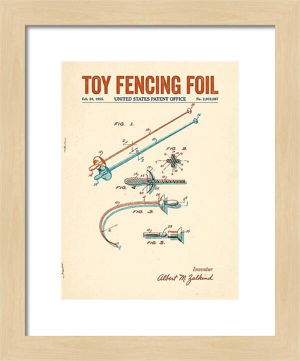 Toy Fencing Foil Retro Patent Us2803087a
