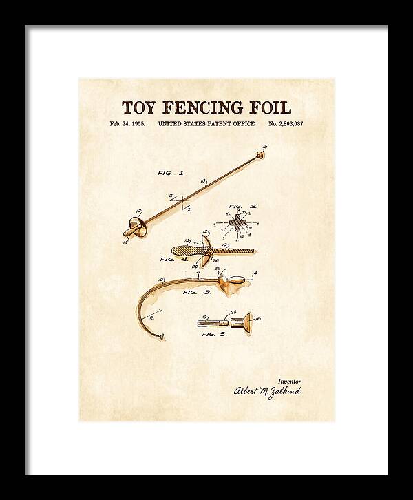 Toy Fencing Foil Watercolor Patent Us2803087a