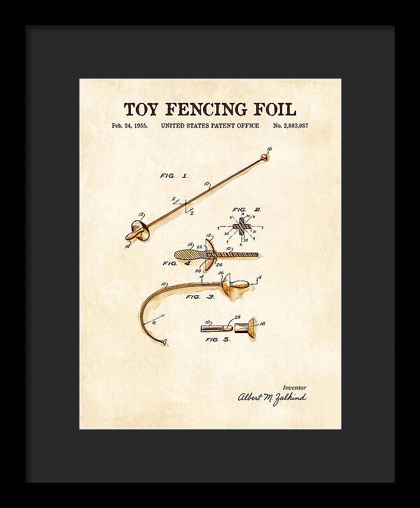 Toy Fencing Foil Watercolor Patent Us2803087a