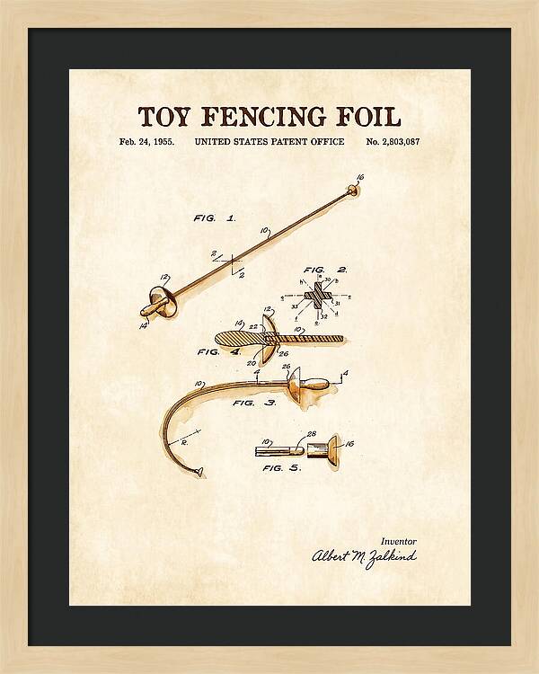 Toy Fencing Foil Watercolor Patent Us2803087a