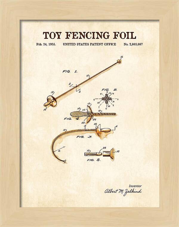Toy Fencing Foil Watercolor Patent Us2803087a