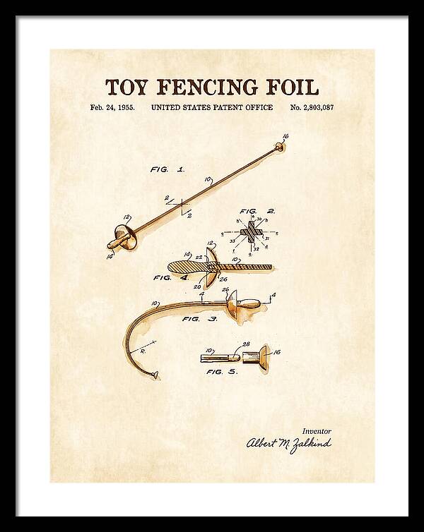 Toy Fencing Foil Watercolor Patent Us2803087a
