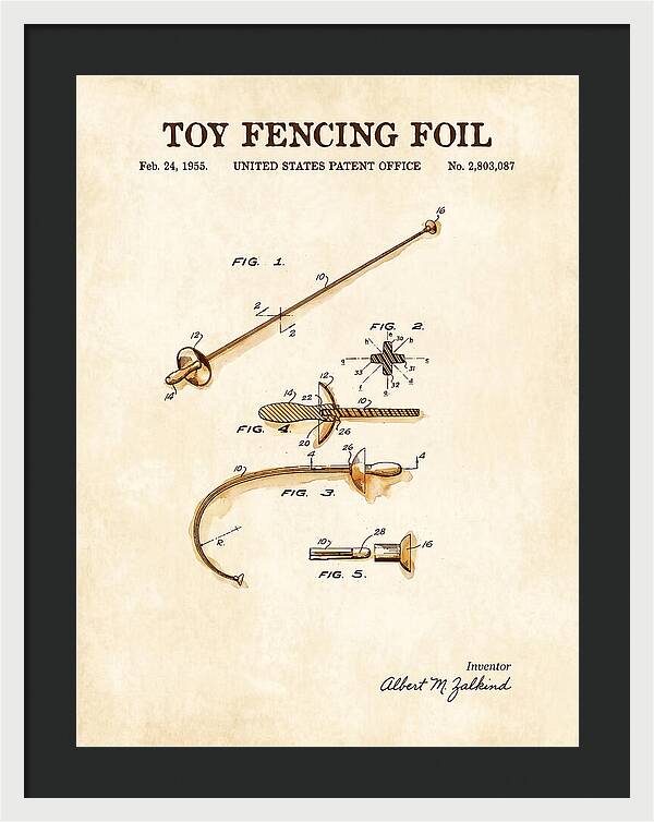 Toy Fencing Foil Watercolor Patent Us2803087a