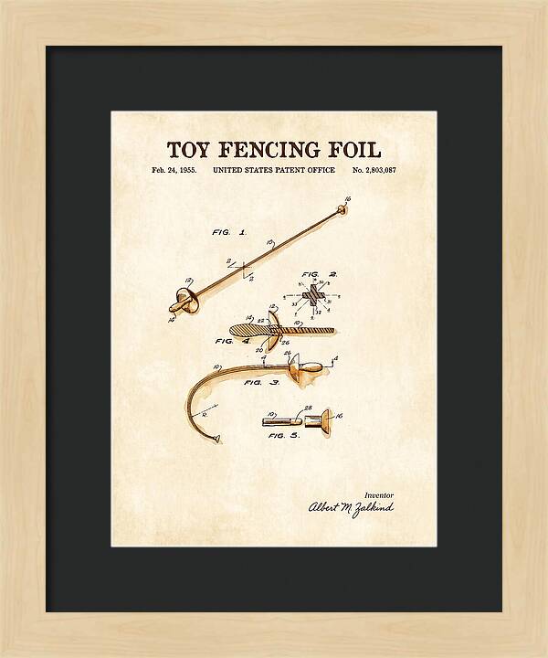 Toy Fencing Foil Watercolor Patent Us2803087a