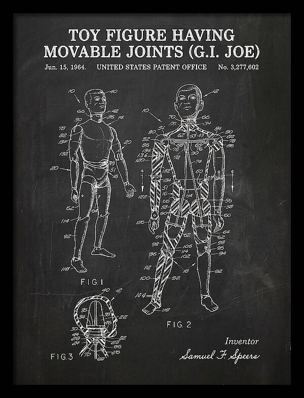 Toy Figure Having Movable Joints G.i. Joe Chalkboard Patent Us3277602a