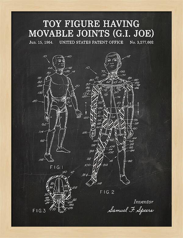 Toy Figure Having Movable Joints G.i. Joe Chalkboard Patent Us3277602a