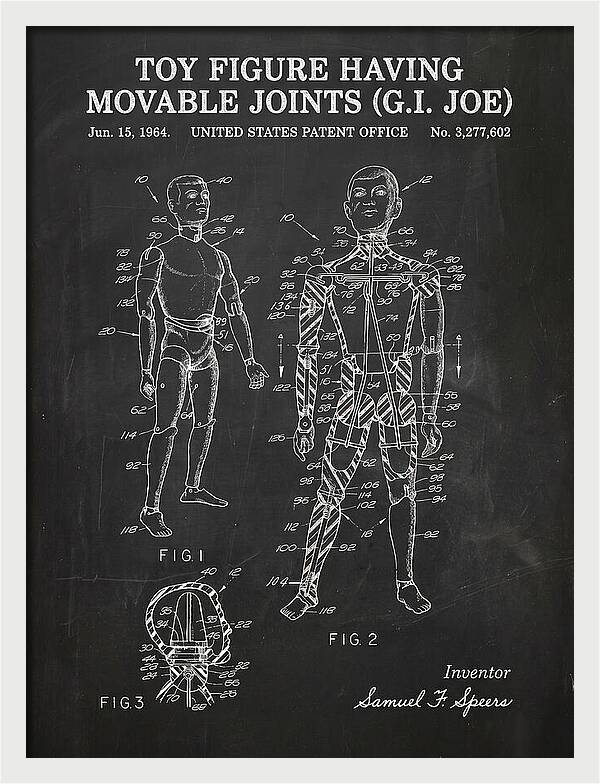Toy Figure Having Movable Joints G.i. Joe Chalkboard Patent Us3277602a