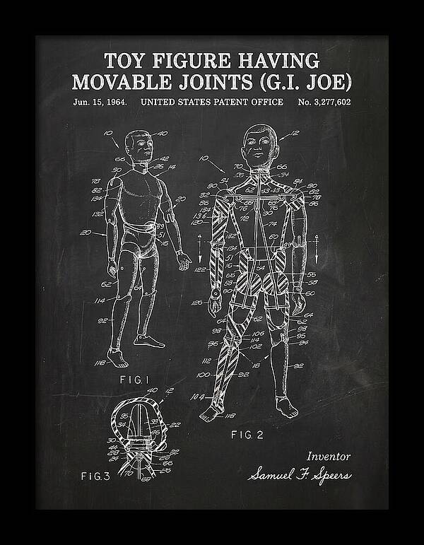 Toy Figure Having Movable Joints G.i. Joe Chalkboard Patent Us3277602a