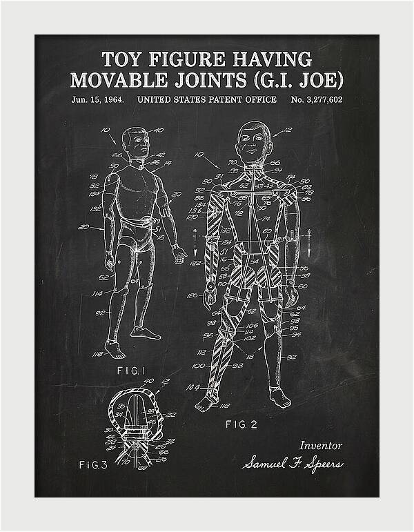 Toy Figure Having Movable Joints G.i. Joe Chalkboard Patent Us3277602a