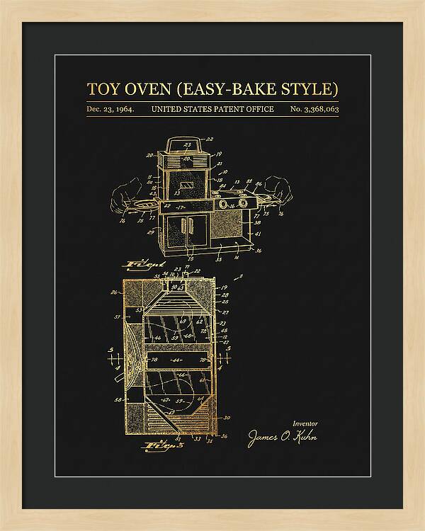 Toy Oven Easy Bake Style Gold Patent Us3368063a