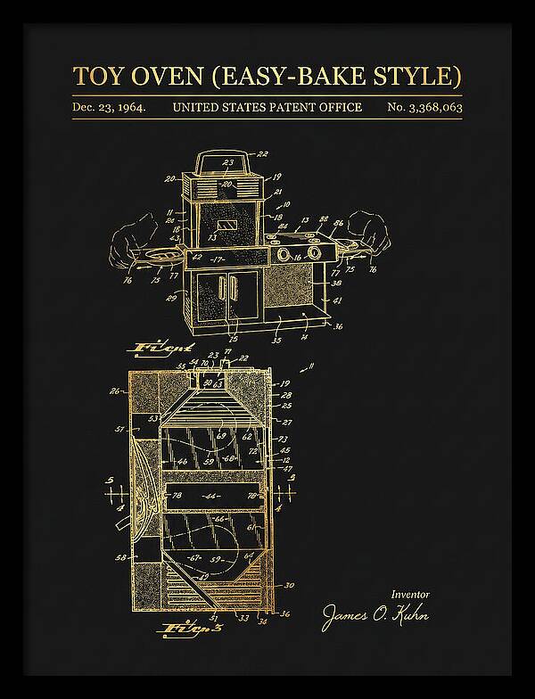 Toy Oven Easy Bake Style Gold Patent Us3368063a