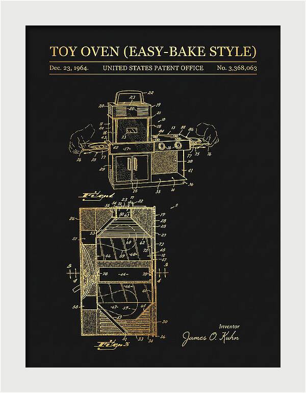 Toy Oven Easy Bake Style Gold Patent Us3368063a