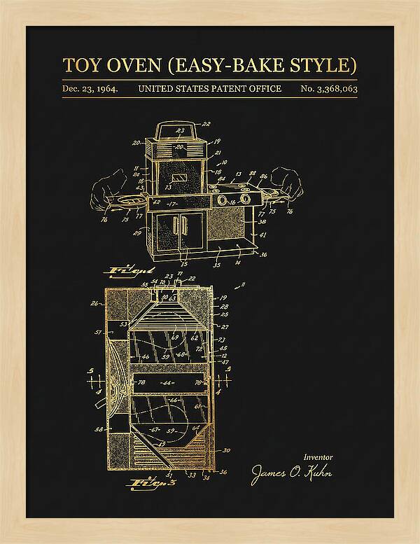 Toy Oven Easy Bake Style Gold Patent Us3368063a