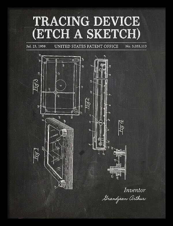 Tracing Device Etch A Sketch Chalkboard Patent Us3055113a