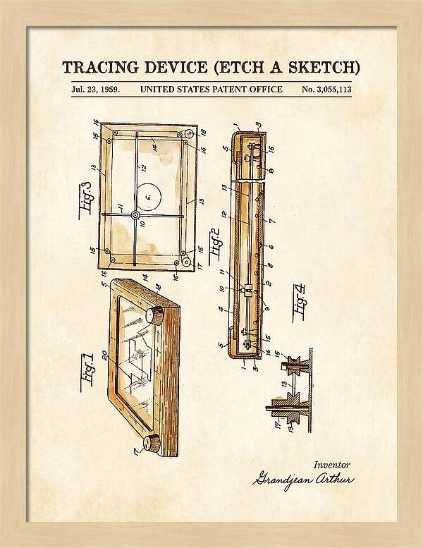 Tracing Device Etch A Sketch Watercolor Patent Us3055113a