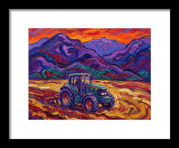 Tractor Amidst Vibrant Mountains