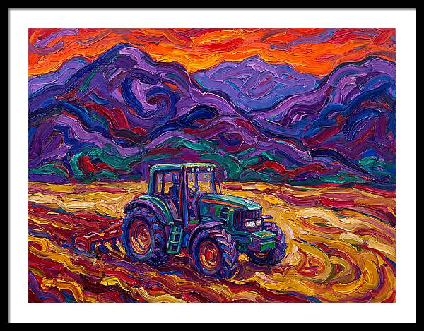 Tractor Amidst Vibrant Mountains