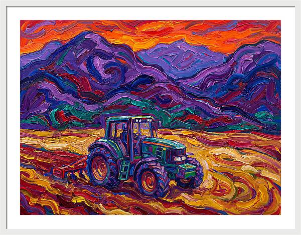 Tractor Amidst Vibrant Mountains