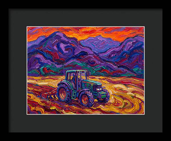 Tractor Amidst Vibrant Mountains