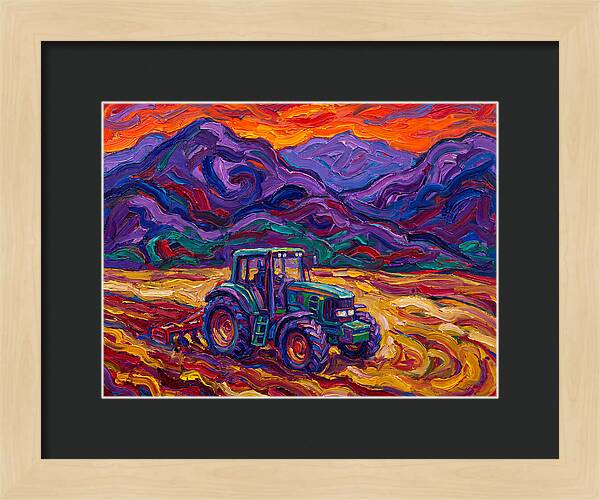 Tractor Amidst Vibrant Mountains
