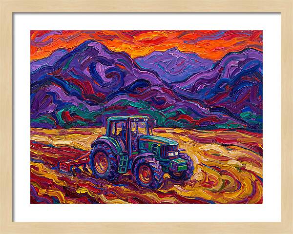 Tractor Amidst Vibrant Mountains