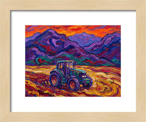 Tractor Amidst Vibrant Mountains