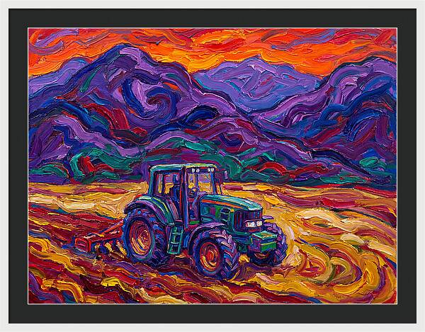 Tractor Amidst Vibrant Mountains