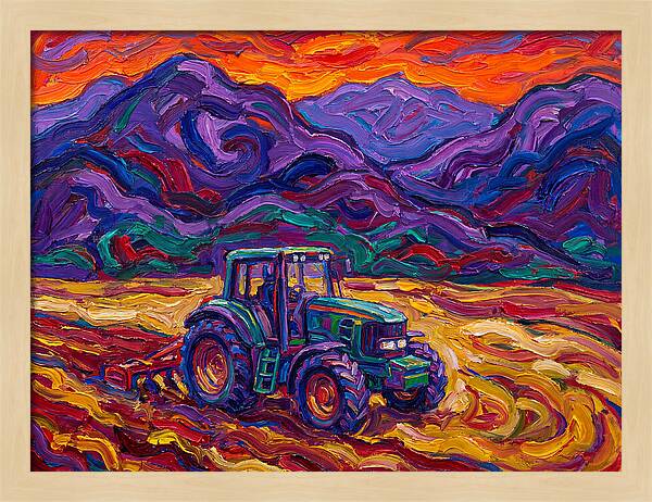 Tractor Amidst Vibrant Mountains
