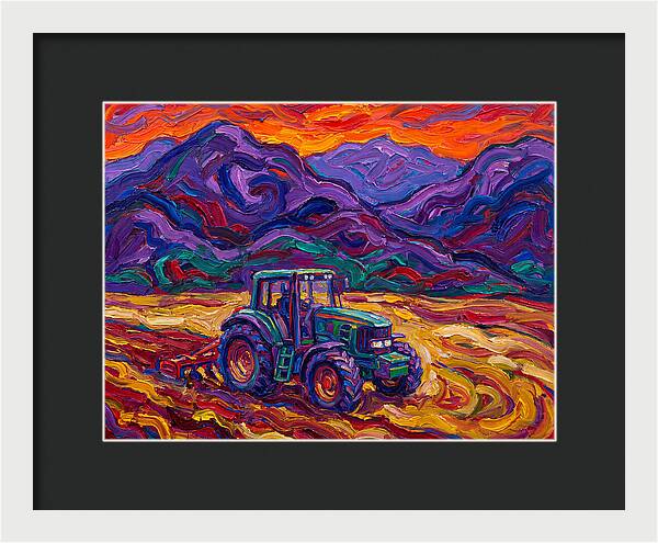 Tractor Amidst Vibrant Mountains