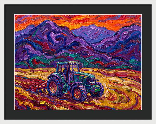 Tractor Amidst Vibrant Mountains