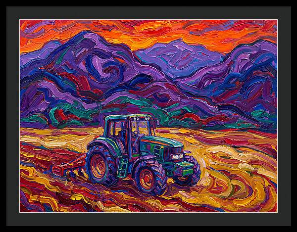 Tractor Amidst Vibrant Mountains